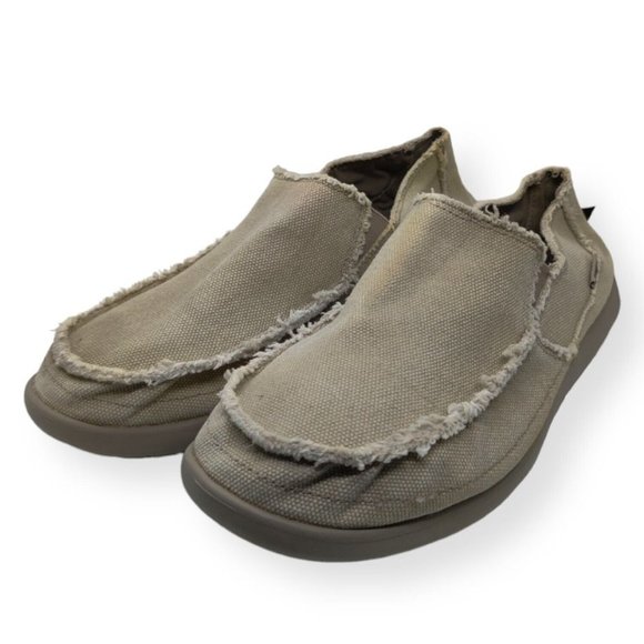 CROCS Other - Crocs Santa Cruz Men's Size 12 Khaki Beige Canvas Slip On Casual Loafers